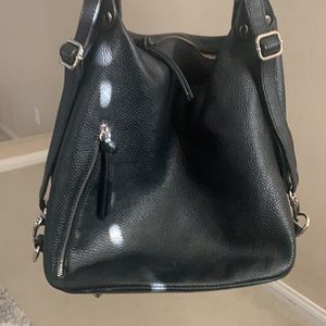 Aqua leather convertible purse